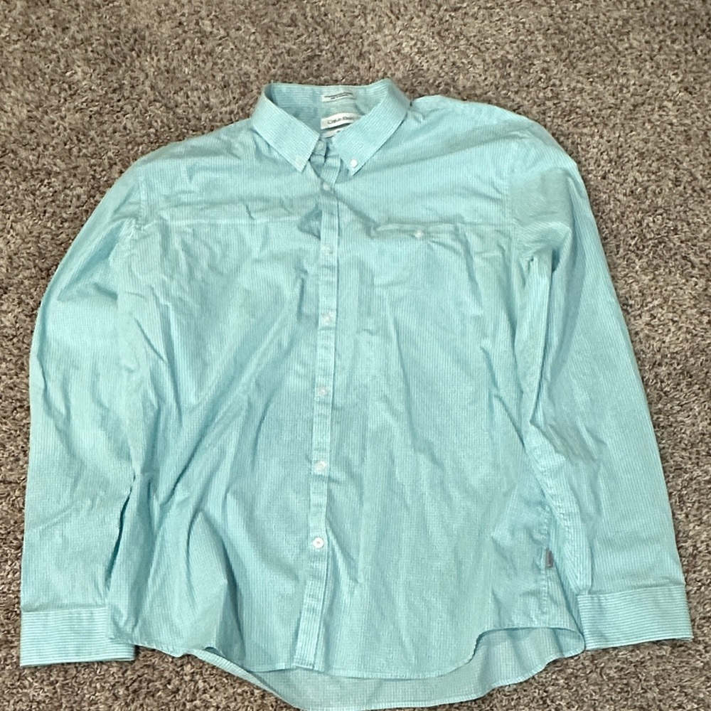 Men’s Calvin Klein Aqua Casual Button-Down Shirt Size XXL